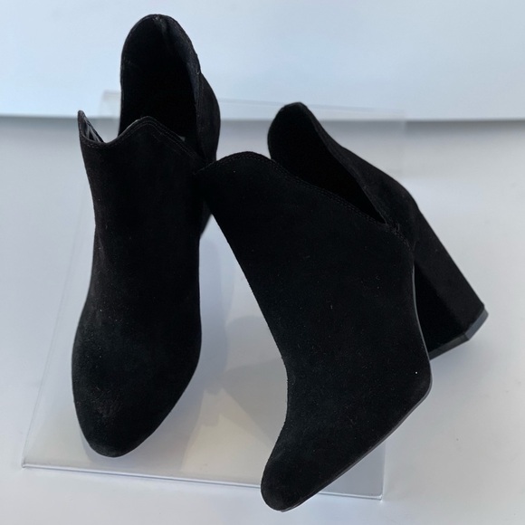 Steve Madden Black Suede Bootie Rookie Cut-out ankle boots Chunky Block Heels, 6 - Picture 7 of 10